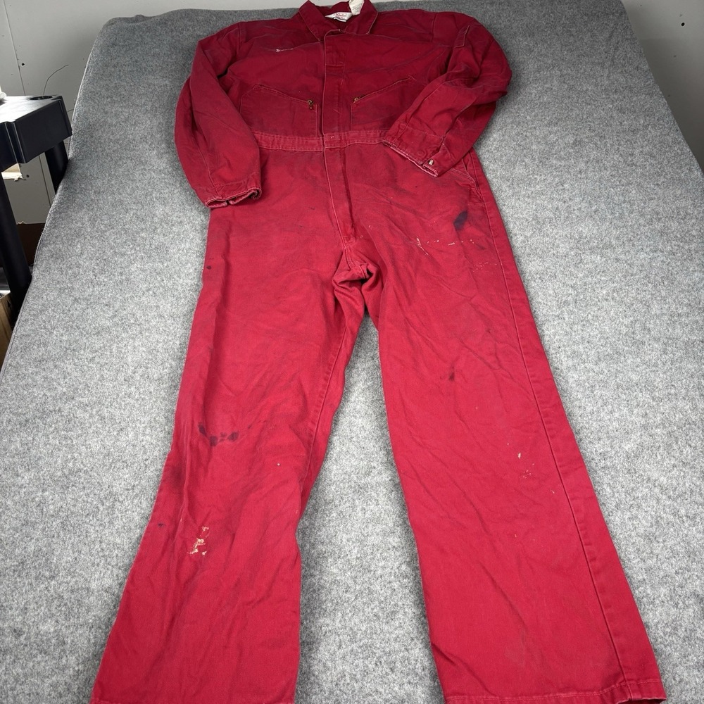 Vintage Walls Coveralls Mens 44 Tall Red Workwear Mechanic Weathered Oilfield